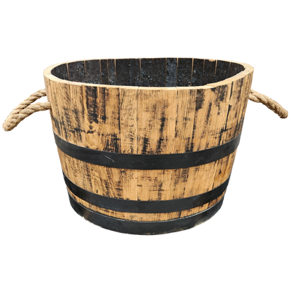 Wooden Wine Barrel with Rope Handles