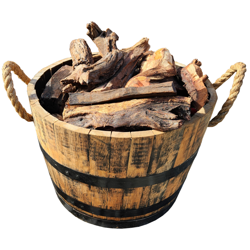 Wood Wine Barrel with Rope Handles and Wood