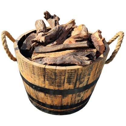 Wood Wine Barrel with Rope Handles and Wood