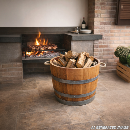 Wine Storage Barrel with Rope Handles (Cherry)